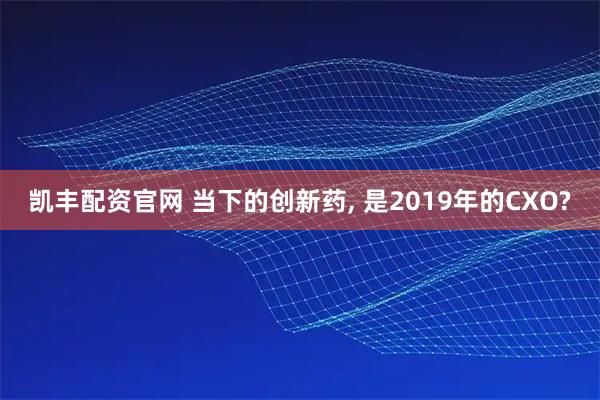 凯丰配资官网 当下的创新药, 是2019年的CXO?