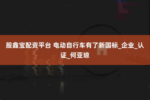 股鑫宝配资平台 电动自行车有了新国标_企业_认证_何亚琼